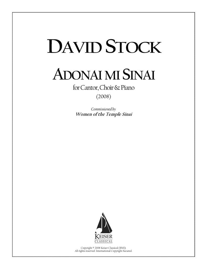 Adonai mi Sinai for Cantor, SATB Chorus and Piano